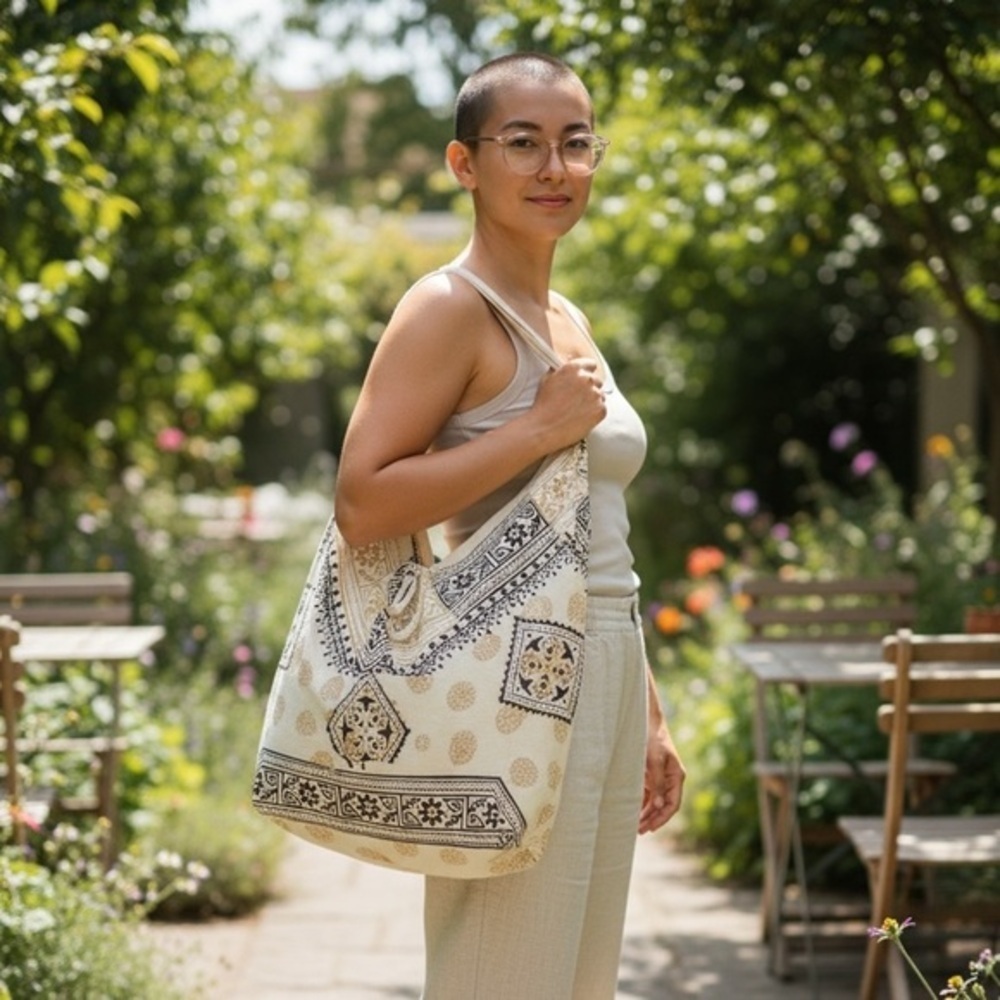 NWT Love In The City Black White Boho Shoulder Bag